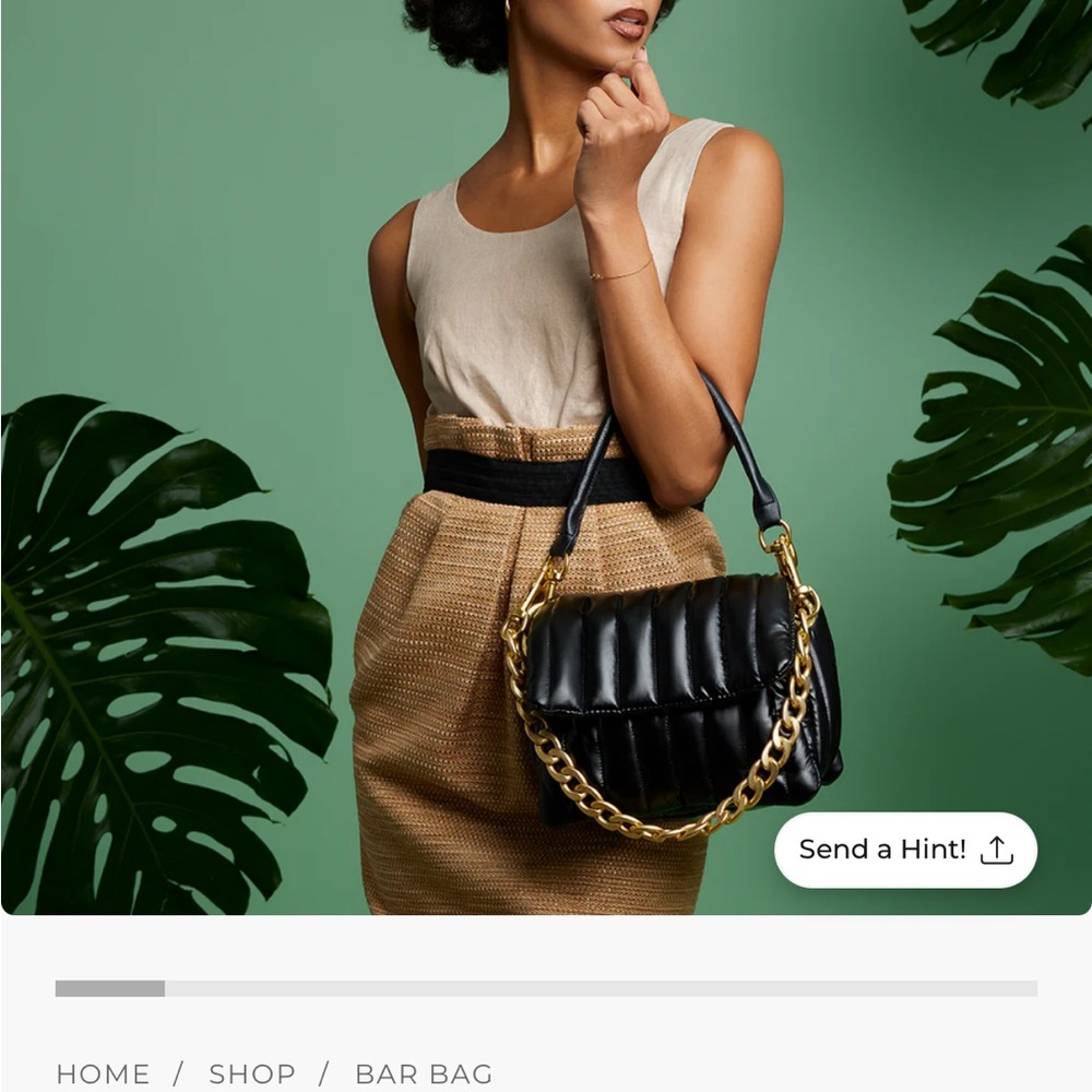 THINK ROYLN Black Quilted Shoulder Bag with Gold Chain